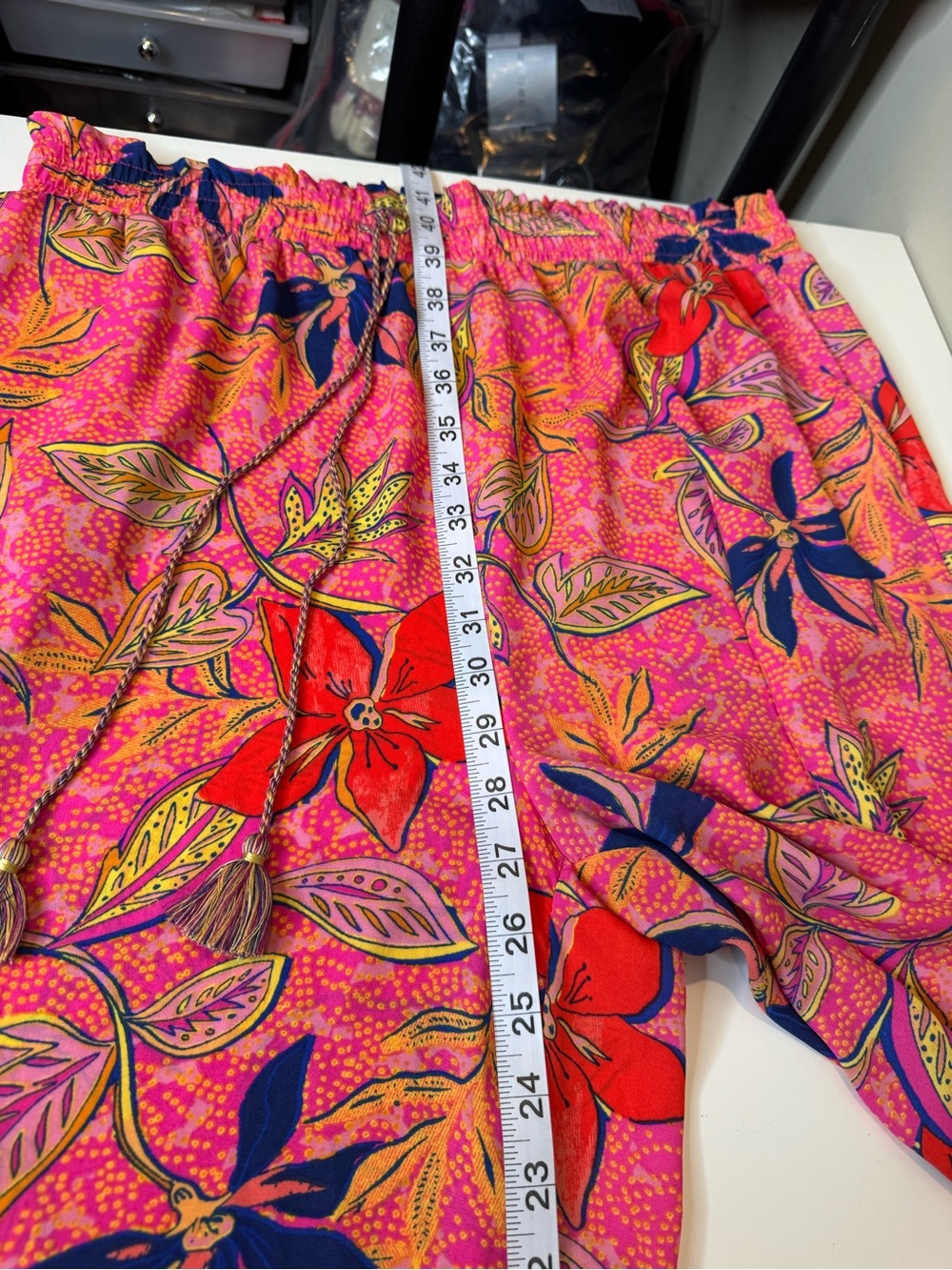 Rose + Olive Floral Matching Set Pink Blouse Size XL & Pants Size L - Picture 12 of 16